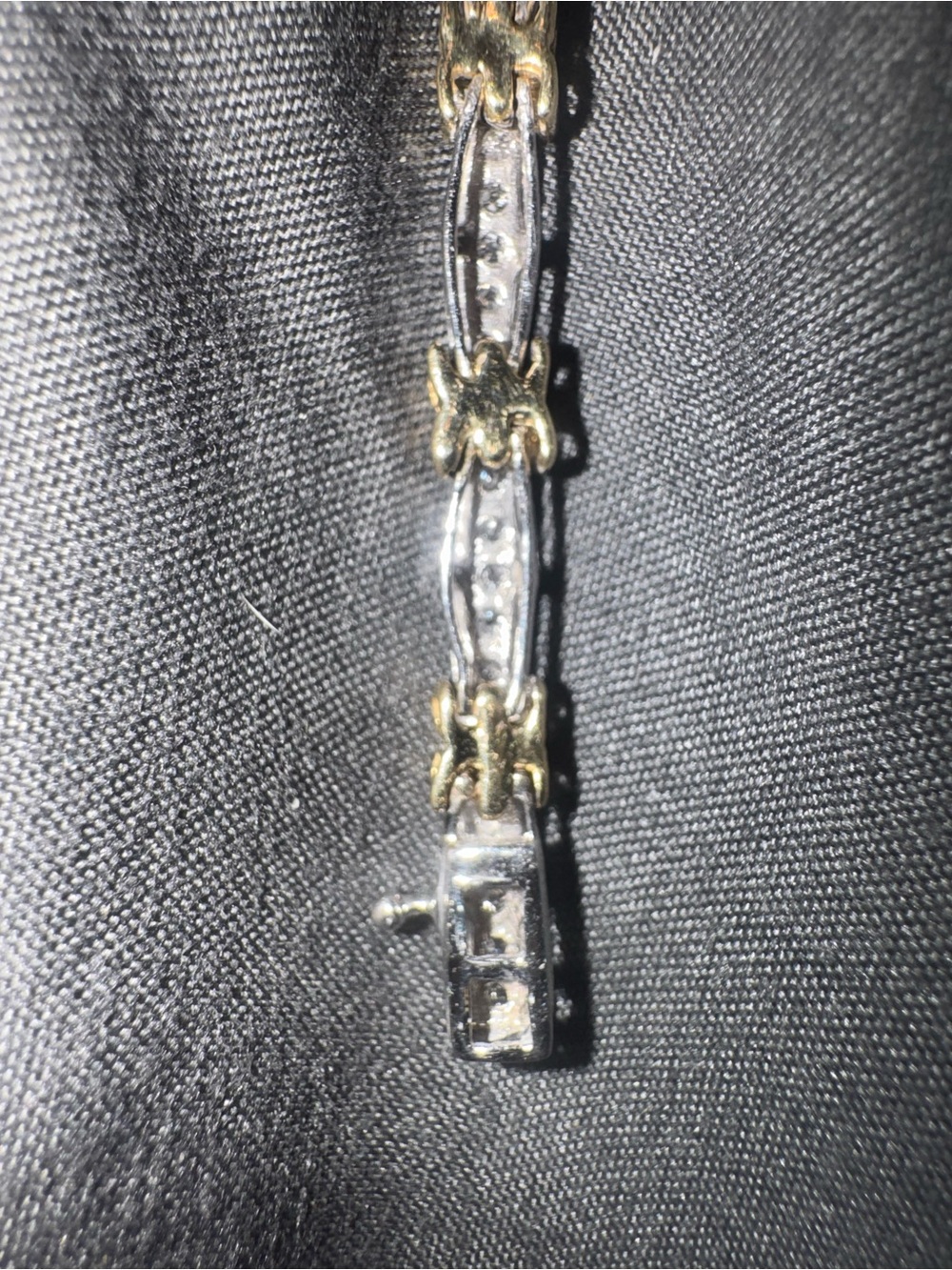 10K Two-Tone Gold and Silver Tennis Bracelet - 10K Gold Marked - Picture 4 of 8